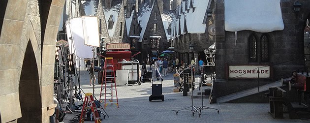 Commercial shoot at Hogsmeade Village in the Wizarding World of Harry Potter