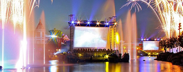 A colorful look at Universal’s Cinematic Spectacular lagoon show through long exposure photography