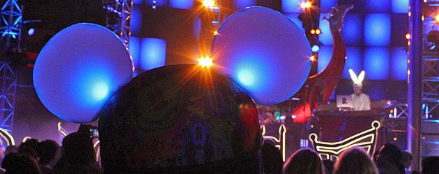 Glow with the Show ears illuminate the Mad T Party in time with the White Rabbit DJ’s beats at the Disneyland Resort