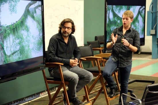 Production Designer Matthias Lechner and Environment Look Supervisor Lance Summers present at the Zootopia Long Lead Press Days on October 26, 2015 at the Walt Disney Studios Tujunga Campus. (Photo by Alex Kang. ©2015 Disney. All Rights Reserved.)