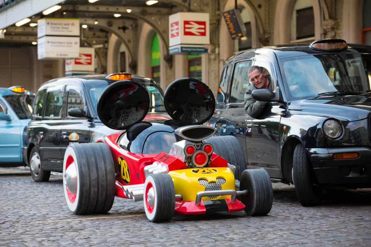 Mickey Mouse races around London in promotion of his new