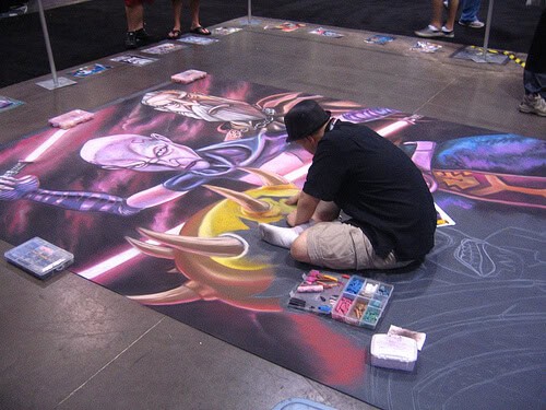 Chalk art on the floor