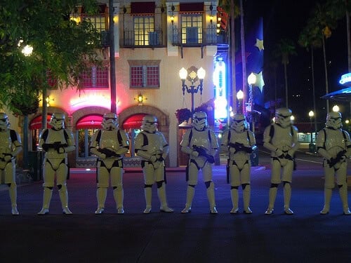 Stormtroopers guard the Disney's Hollywood Studios exit