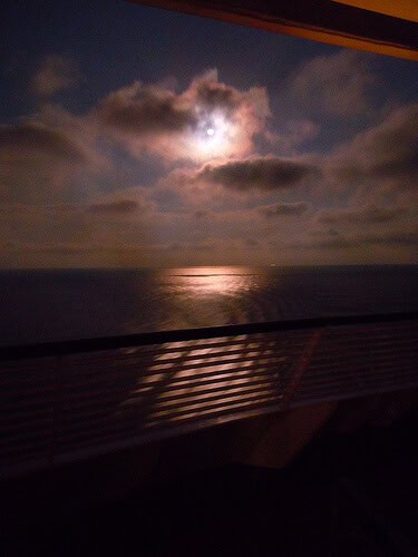 Long exposure moon over the ocean - Disney Dream