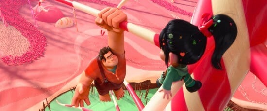 "WRECK-IT RALPH" (L-R) RALPH and VANELLOPE VON SCHWEETZ in the video game world of Sugar Rush. ©2012 Disney. All Rights Reserved.