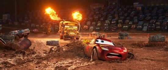 CRAZY 8 DRAMA — In “Cars 3,” Lightning McQueen (voice of Owen Wilson) hits the road in an effort to reignite his career. Along the way, he finds himself in the middle of a smash-and-crash, figure-8 race, facing off against local legend Miss Fritter, a formidable school bus who—like #95 himself—doesn’t like to lose. Featuring Lea DeLaria (Netflix’s “Orange is the New Black”) as the voice of Miss Fritter, Disney•Pixar’s “Cars 3” opens in U.S. theaters on June 16, 2017. ©2017 Disney•Pixar. All Rights Reserved.