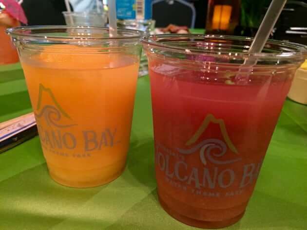Volcano Bay Berry Blend Frozen Drink and Orange Mango Frozen Drink